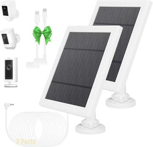 5W Solar Panel for Ring Camera 5V Outdoor Solar Battery Charger for Ring Spotlight Camera Stick Up Camera with IP65 Waterproof, 16.4ft Cable, 360° Adjustable Bracket (2 Pack)