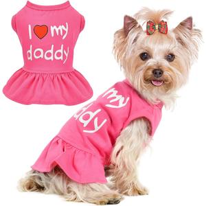 Dog Dress, Pet Clothes for Small Dogs Girl Cute I Love My Mom/Dad Pink Puppy Dresses Breathable Pet Spring Summer Clothes Puppy Cat Outfits for Valentines Day, Love Dad (X-Large)