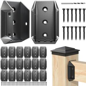 20 Pcs ADC-12 Deck Railing Bracket Connectors for 2x4 (Actual 1.5"x3.5") Rail to Wood Post Connection, Ultra-Durable Aluminum Railing Connectors with 120 pcs Deck Screws
