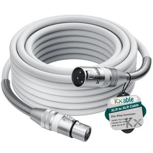 Premium 10ft XLR Mic Cable, Heavy Duty 22AWG OFC, Shielded, Zinc Alloy Connectors, Metal Spring SR, White
