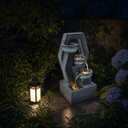 19.7" H Indoor Fountain, 4 Tired Outdoor Water Fountain with LED Lights | Modern Garden Waterfall Fountain, Cascading Indoor & Outdoor Fountain, Resin Water Feature for Patio Deck Backyard Porch