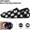 WateLves Womens & Mens Lightweight Cozy Faux Furry House Slippers - Rubber Sole Slip On Sock Shoes - Foldable Travel Slippers - Indoor & Outdoor (5.5-6.5 Women/4.5-5.5 Men, Black/White)