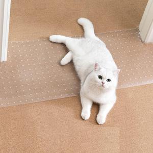 Uross Carpet Protector for Pets - Cat Carpet Protector for Doorway, Anti Scratch Under Door Cat Scratch Protector Mat, Easy to Cut Plastic Carpet Scratch Stopper Guard 3.6FT x 3PCS (Transparent)