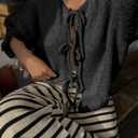 Saodimallsu Womens Tie Front Bow Cardigan Sweaters Lightweight Knit Ruffle Half Sleeve 2025 Trendy Jacket (Small, Black)