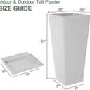 24" Tall White Planters for Outdoor Plants Set of 2, Large Flower Pots Planters with Drainage Holes & Tray, Modern Indoor Tapered Tall Planter for Front Porch