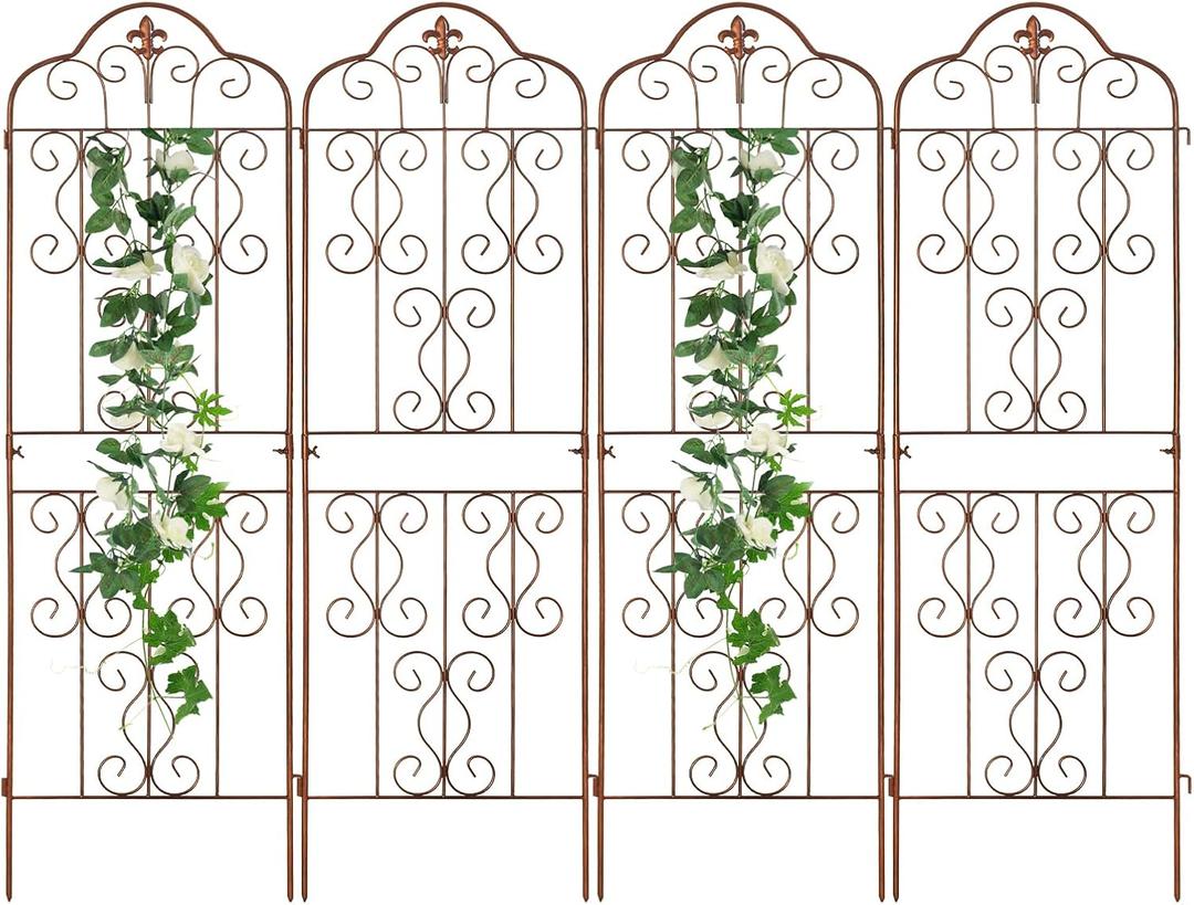 hogardeck 4 Packs 60 * 18 inch Metal Garden Trellis for Climbing Plants Outdoor,Heavy Duty,Gold Coating Rustproof Trellis for Rose, Vegetable, Flowers, Expandable,Perfect for Training Climbing Plants