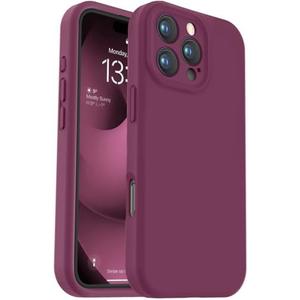 Vooii Compatible with iPhone 16 Pro Case, Liquid Silicone Upgrade [Camera Protection] [Soft Anti-Scratch Microfiber Lining] Shockproof Phone Case for iPhone 16 Pro 6.3 inch - WineRed