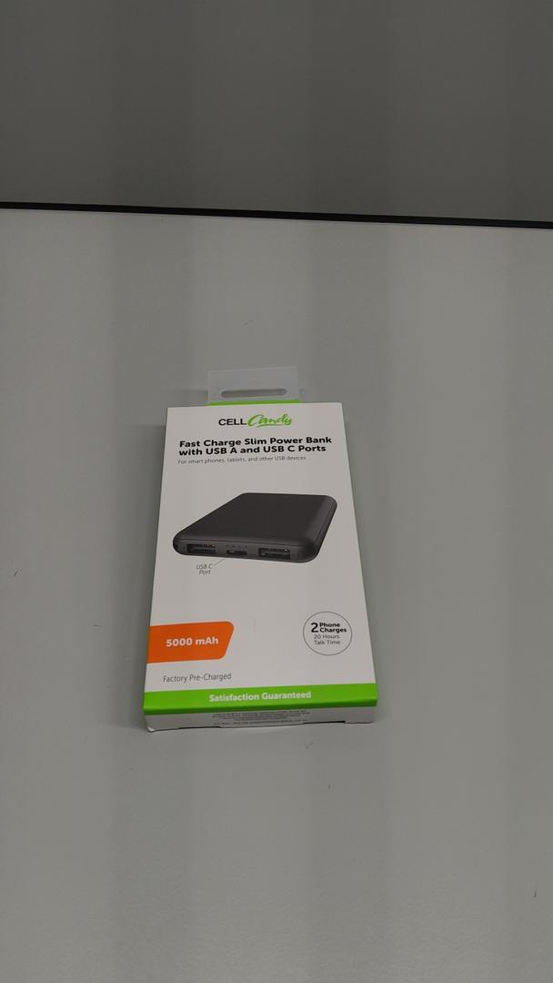 CellCandy Fast Charging Slim Power Bank With USB A and USB C Ports 5000 mAh