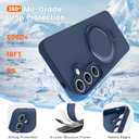 Liquid Silicone Case for Samsung Galaxy S25 with Magnetic Stand, Mil-Grade Drop Shockproof, Full Camera Protection Anti-Scratch Microfiber Lining Silicone Phone case, Dark Blue