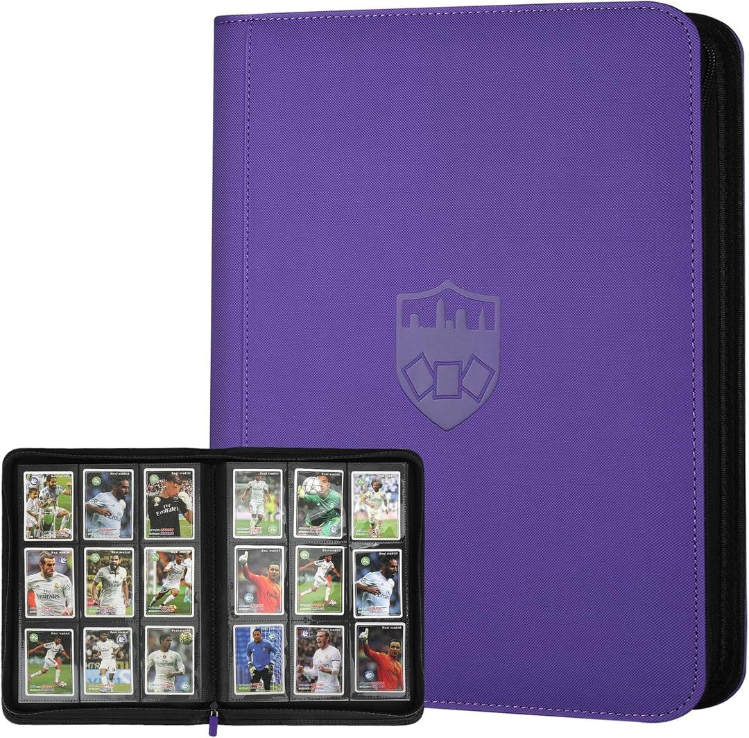 Trading Card Binder 9 Pocket, GERMUN PU Cover Card Binder for 360 Cards, Premium Trading Card Holder Folders, Double Sided Pocket Card Album for MTG, TCG (Purple)