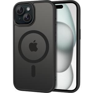 CACOE Magnetic Case for iPhone 15 2023 6.1 inch-Compatible with MagSafe & Magnetic Car Phone Mount,Anti-Fingerprint TPU Thin Phone Cases Cover Protective Shockproof (Matte Black)