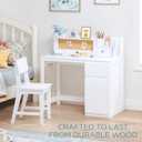 UTEX Wooden Kids Desk and Chair Set with Hutch and Storage for Ages 3-12, 35.4" W × 18.9" D × 35.0" H
