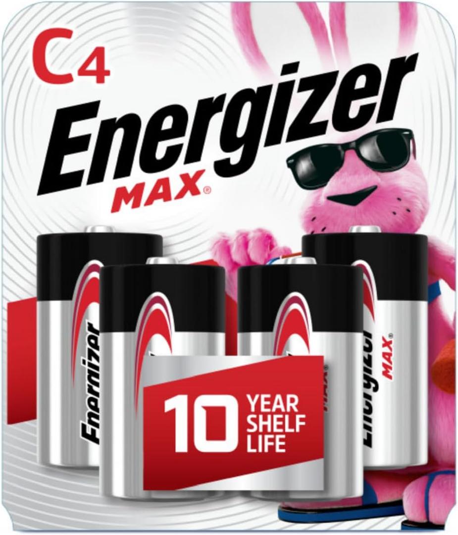 Energizer MAX C Batteries (4 Pack), C Cell Alkaline Batteries