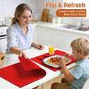 Linen Fabric Placemats Set of 6, Machine Washable, Heat Resistant, Wrinkle Free, Thick Polyester Kitchen Place Mats for Dining Table (Red)