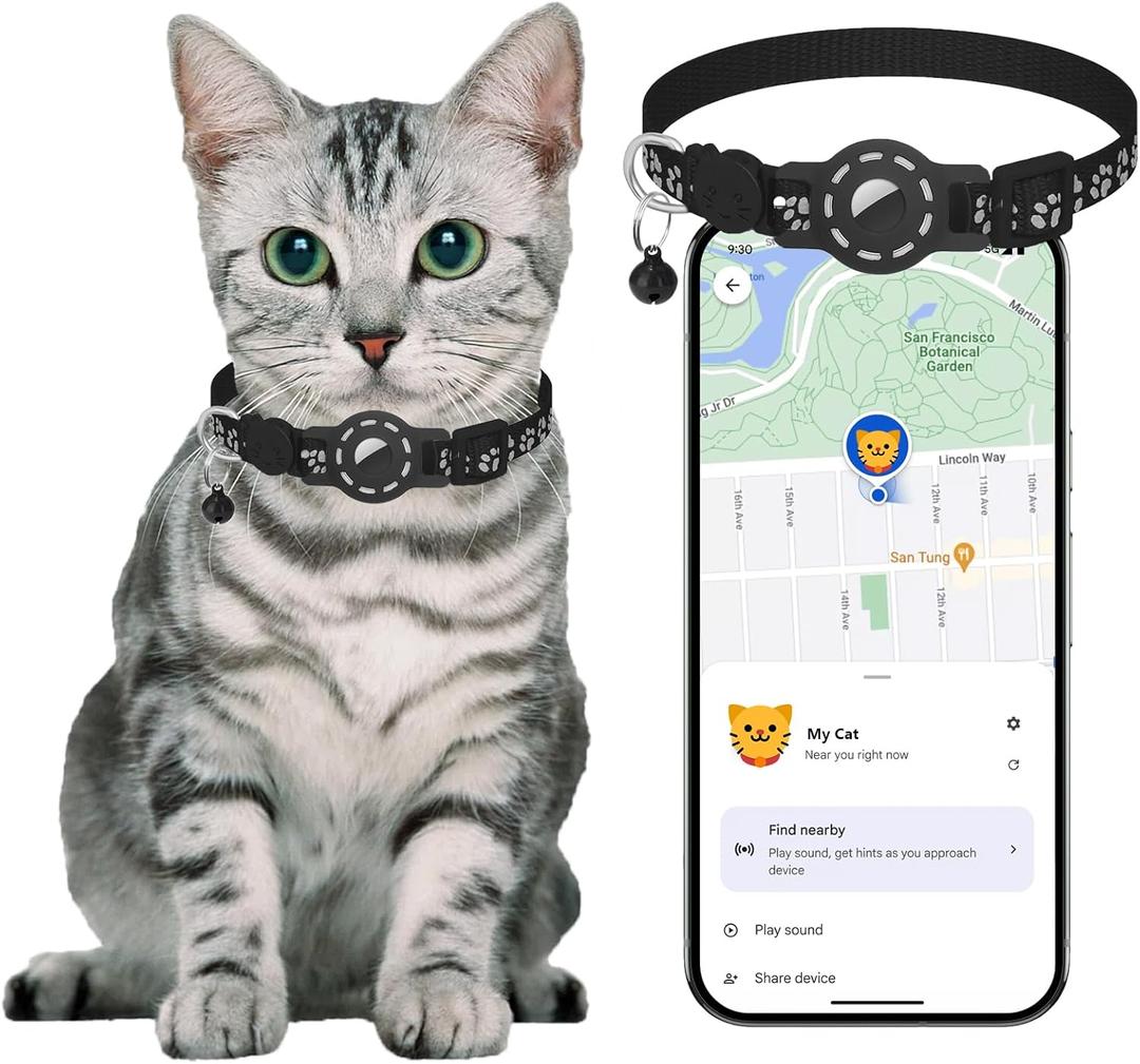 Cat Tracker No Monthly Fee - Works with Android, GPS Pet Collar for Cats | Waterproof | Replaceable Battery | Anti-Lost, Android Tracker Tag, Bluetooth Smart Item Finders