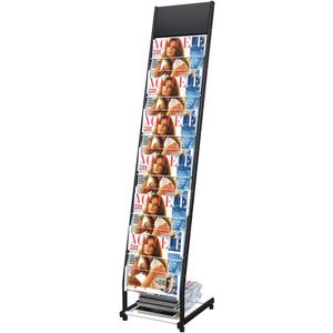 Floor Standing Magazine Rack Brochure Display Stand With 4 Wheels And 6 Layers For Reception Rooms Or Offices