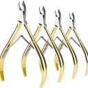 LePinko 4 Packs Upgraded Cuticle Trimmer kit, Sharp Dead Skin Clipper, Labor-Saving Cuticula Remover for Fingernail Toenail, Manicure Pedicure Tool for Women Men, 5mm Jaw, Golden