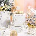 RUSPEPA Gold Foil Snowflake Christmas Wrapping Paper Roll, Mini Roll, Elegant Gold and White Snowflake Design Gift Wrap Paper, Perfect for Holiday Gifts, Christmas Party, 17 Inches x 32.8 Feet