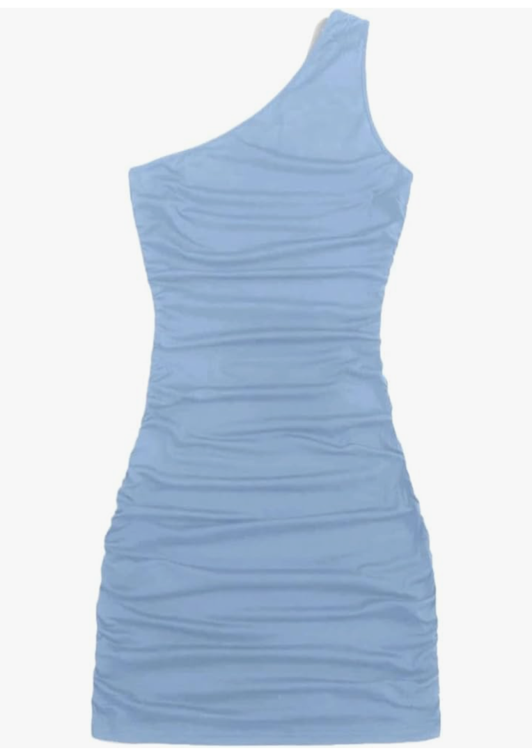 pretty Gardner Summer Casual One Shoulder Ruched Dress Women's Dress, Small