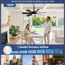 NWOP 28 Inch Socket Fan Light with Remote Control, Screw in E26/E27 Ceiling Fan with LED Light, 3000-6000K Adjustable Color Temp, 6 Speeds, Timer, for Bedroom Kitchen Living Room Garage, Black