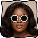 Woeoe Pearl Round Sunglasses Round Sun Glasses for Women Classic Shades Vintage Men Bling Party Sunglasses Eyewear