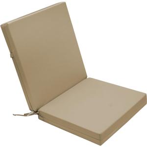 Outdoor High Back Cushions Patio Fade Resistant Chair Cushion with Ties, Waterproof Solid Seat and Back Chair Cushion, 42" L x 21" W x 3" T, Beige