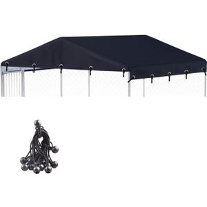 Outdoor Dog Kennel Cover 8'W x 8'L Made of 600D Waterproof Oxford Cloth- Black Replacement Covers（Without Frame)  Black, 8'W x 8'L x 1.6'H