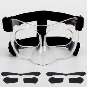 QK01 Nose Guard for Broken Nose, Face Shield Masks for Soccer, Basketball, and Other Sports Protect, Adjustable for Kids, Teenagers, and Adults, Suitable for Men and Women (Clear)