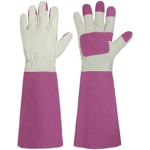 HANDLANDY Rose Pruning Gardening Gloves for Men & Women, Thornproof Long Gauntlet Gloves, Pigskin Leather - Breathable & Durability (Small)