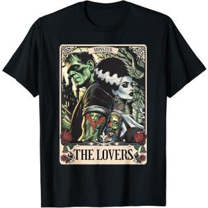 The Monster Frankenstein And Bride The Lovers Tarot Card T-Shirt L