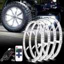 Viswiker 4PCS 17" Super Bright Double Row White Wheel Lights Rim Lights with Remote Control for Truck SUV Car Easy Install Unique Style