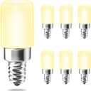 2W E12 LED Night Light Bulb, Mini Type B C7 Light Bulb Equivalent 25W, Warm White 3000K, 120V E12 Edison Screw LED Bulb for Chandeliers, Salt Lamp, Non-Dimmable, 6-Pack