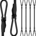 4 Pack 60 Inch Bungee Cords with Premium Zinc Carabiner Hooks  3/8 Inch Black Elastic Tie Downs for Large Cargo, Camping, and Outdoor Equipment