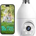 Light Bulb Security Camera Wireless Outdoor Indoor, 5G&2.4G WiFi Security Cameras with Patrol Function, AI Human Detection, Motion Tracking, Two-Way Talk, Color Night Vision, Alarm, 24/7 Recording (5GHz&2.4GHz(1Pack))