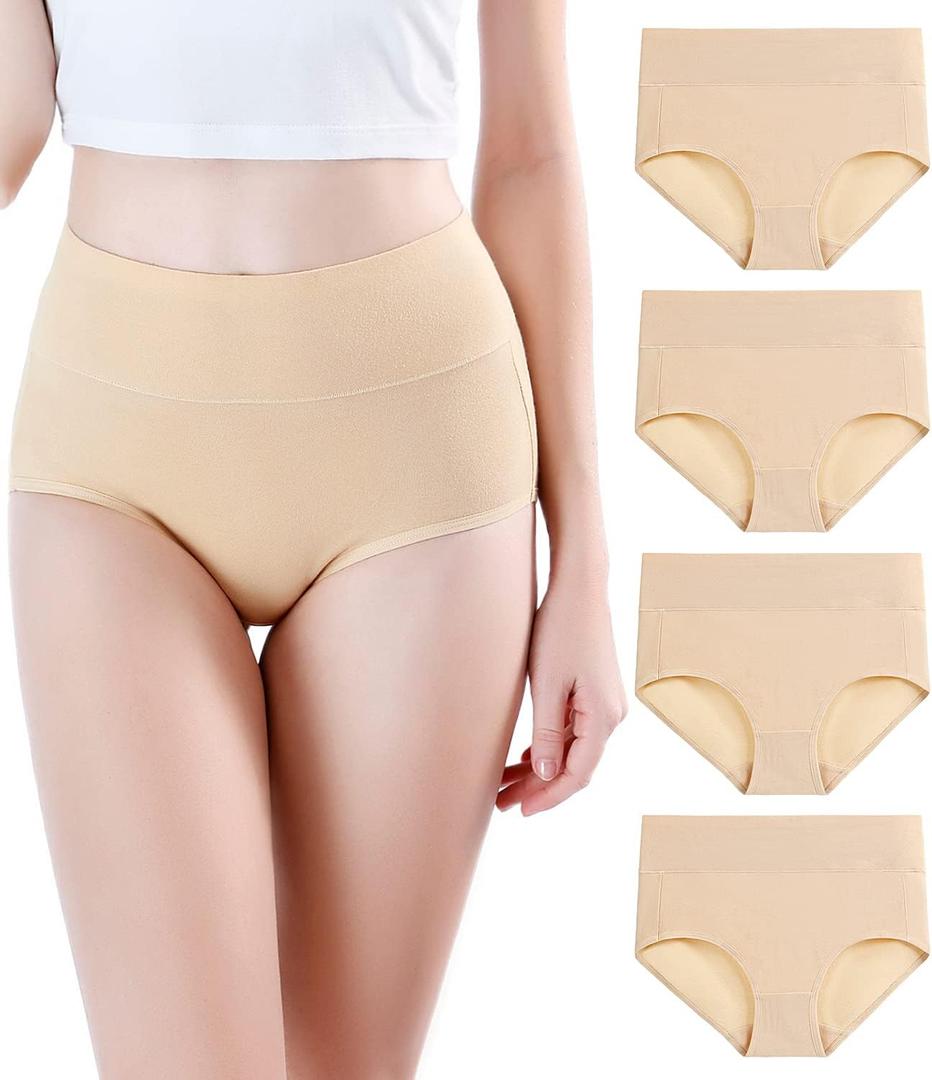 wirarpa Women's Modal Underwear Soft High Waist Briefs Ladies Panties 4 Pack (Regular & Plus Size) (X-Large)