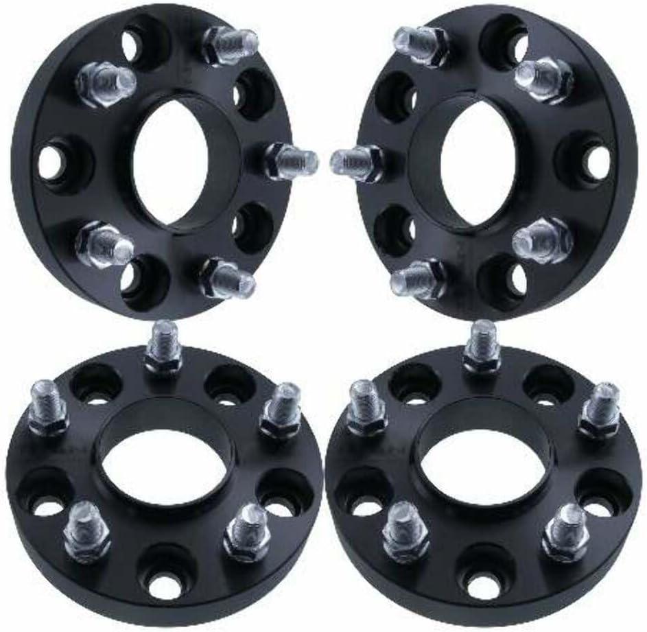 1" 5x5 Hubcentric Wheel Spacers - Fits Jeep Wrangler JL Gladiator JT Grand Cherokee Fits Dodge Durango - 1 Inch (25mm), 5x127, 71.5mm Hub, 14x1.5 Studs - Set of 4 - Black