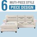 H.VERSAILTEX 2025 New Sectional Couch Covers 6 Pieces Stretch Sofa Covers for Sectional Sofa Set Separate L Shaped Couch Cover for Both Left/Right Couch (Seat and Back: 1 Chaise + 2 Sofa, Ivory)