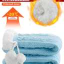 ramede Womens Fuzzy Slipper Socks with Gripper Winter Pastel Cozy Non Slip Winter Lined Warm Thick Soft Socks Gift (Yellow Purple Blue)