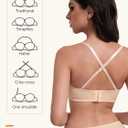 Women's Strapless Bra Multiway Lift Padded Underwire Bra Anti Slip Full Coverage Convertible Brassie (34A, Nude)