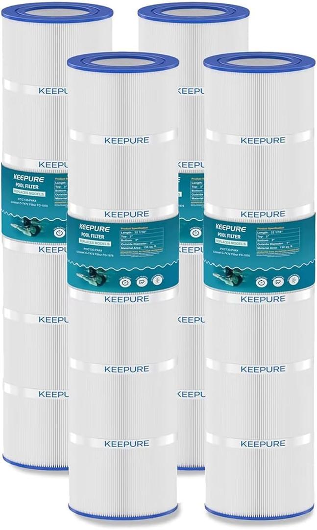 CCP520 Pool Filter Cartridges Replacement for PCC130, PCC130-PAK4, R173578, 178585, Clean and Clear Plus 520, C-7472, FC-1978, FC-6475, 817-0131, 130 Sq.ft, 4Pack