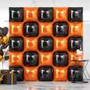 NISOCY 25PCS Black Orange Square Foil Balloons Wall Backdrop Double Sided Black Orange Balloons Arch Kit for Birthday Halloween Graduation Baby Shower Anniversary Party Decorations