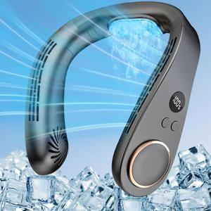 Neck Fan with Cooling Plate-5500mAh Portable Neck Fans that Blow Cold Air, Personal Small Bladeless Neck Air Conditioner Ac Fan, Best USB Rechargeable Battery Operated Neck Cooler for Women