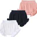 Baby Girls Ruffle Bloomer Shorts Toddler Cute Cotton Linen Panty Diaper Covers (9-12 Months, Color 14)