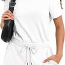 Casly Lamiit Women's Summer Short Sleeve Romper 2025 Casual Loose Crewneck Short Jumpsuit One Piece Outfits with Pockets (White, M)