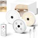 EZVALO Motion Sensor Puck Lights 3Pack, 1200mAh Rechargeable Under Cabinet Lights, 2 Color Temps LED Closet Light Group Control, Dimmable LED Under Counter Light for Kitchen, Cabinet, Stairs