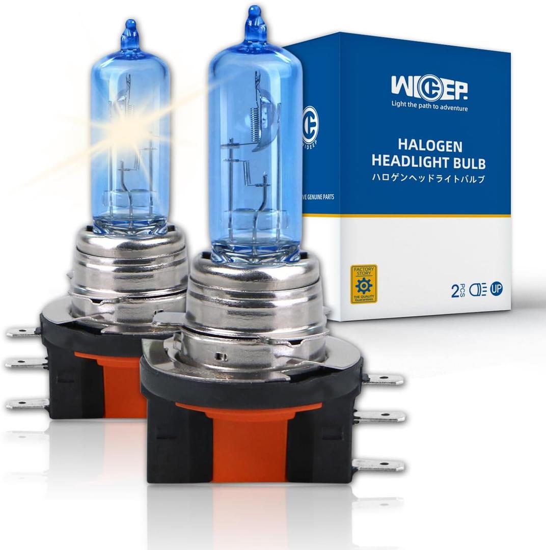 H15 Halogen Headlight Bulb, High Beam/DRL DC 12V 55W 5000K, Car Headlamp Replacement Bulb, 2 Pcs