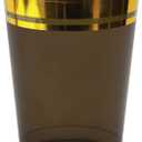 Party Essentials Disposable All-Purpose 10 oz Plastic Tumblers Drinking Cups for Wine/Sparking/Appetizer/Dessert, 50-Count, Semi-Transparent Black with Gold Rim