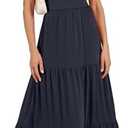 ANRABESS Women's Summer Casual Long Maxi Beach Vacation Dresses Sleeveless Square Neck Flowy Tiered Sun Dress with Pockets S