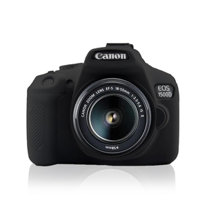 Soft Silicone Camera Case Cover for Canon Rebel T6/1300D, T7/1500D DSLR - Black with Button Marking