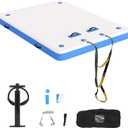 Inflatable Floating Dock Swim Air Platform, 6ft/8ft Inflatable Air Dock Platform Floating Island Raft with Non-Slip Surface, Island Raft Mat for Pool Beach Ocean